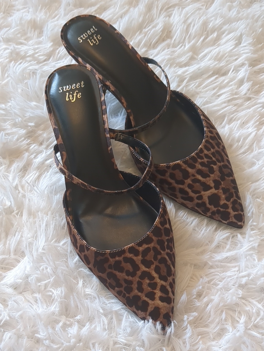 Leopard Print Pointed Toe Mules - BY Sweet Life Women's Size 9